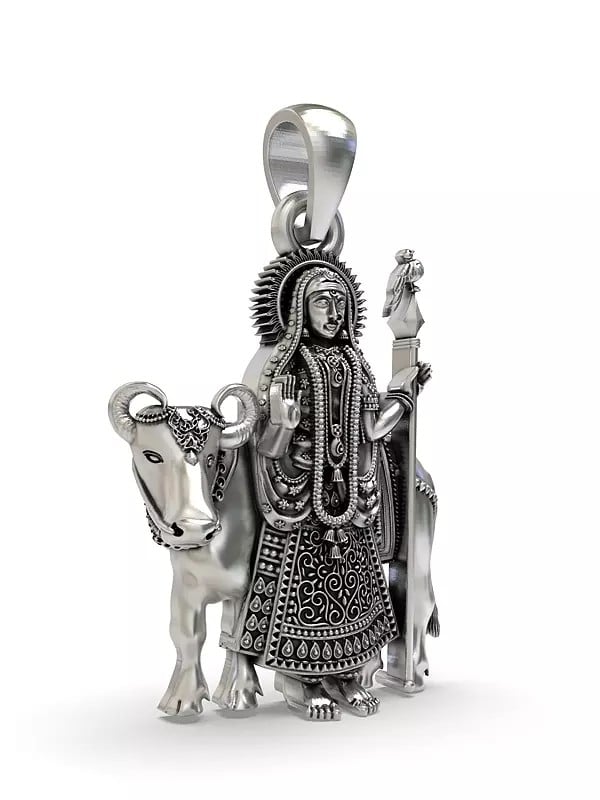 Exotic India Goddess Pithad Form Of The Hindu Goddess Durga Pendant (Rare Goddess Of India) 