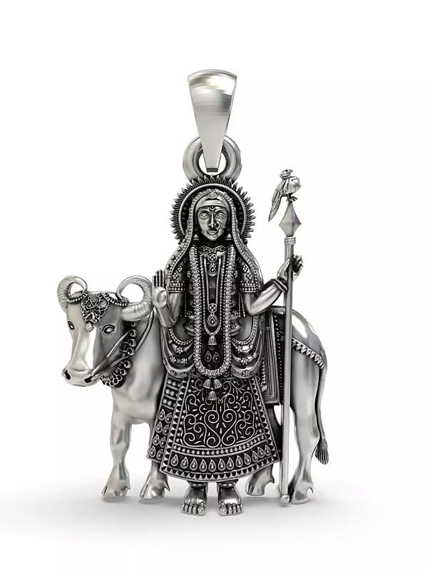 exotic india Goddess Pithad Form of The Hindu Goddess Durga Pendant (Rare Goddess of India) 
