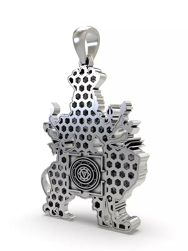 Exotic India Goddess Pratyangira Sterling Silver Pendant 