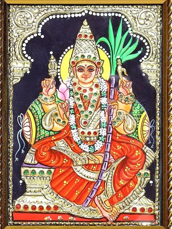 Exotic India Goddess Rajarajeshvari (Kamakshi) | Framed Tanjore Painting