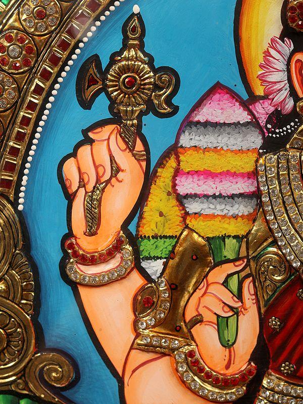 Exotic India Goddess Rajarajeshvari (Kamakshi) | Tanjore Painting With Frame 