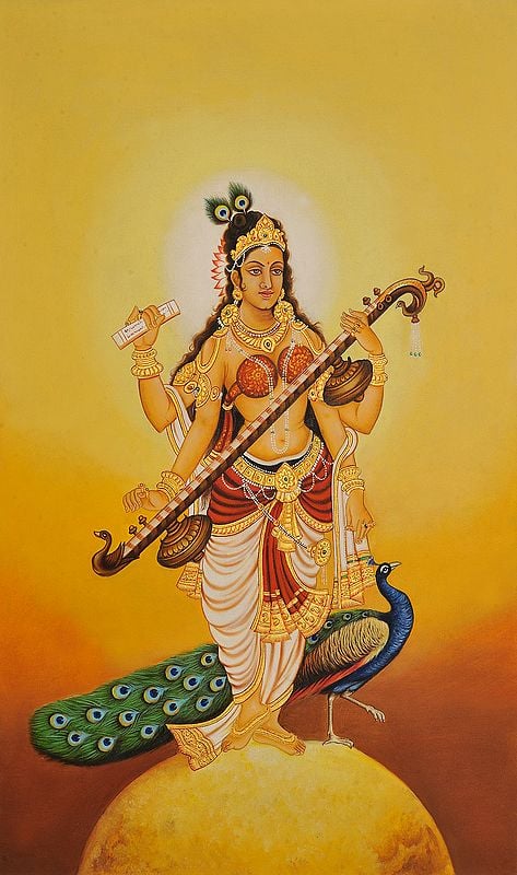 exotic india Goddess Saraswati Attracted by the Cosmic Rays of Sun