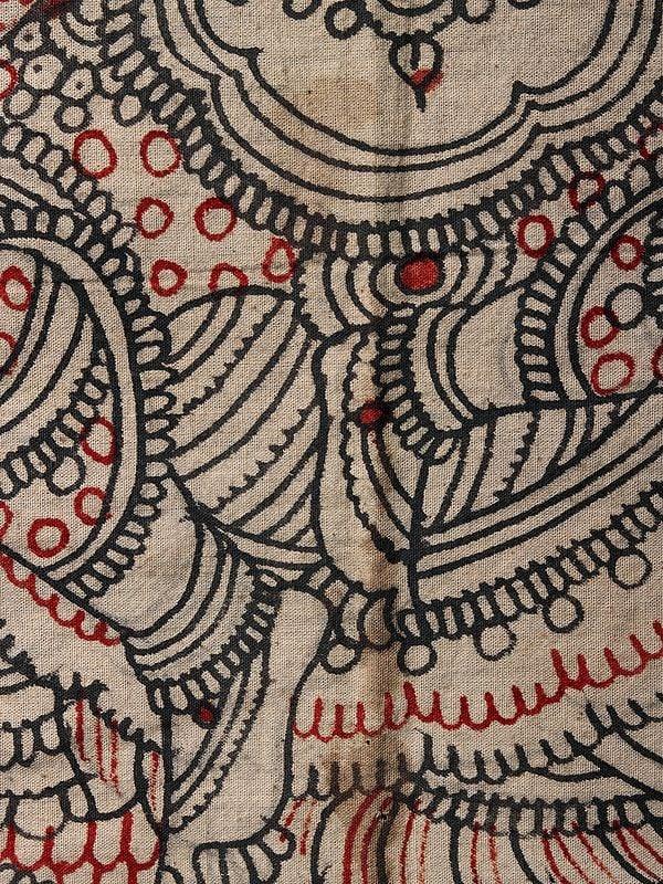 Exotic India Goddess Saraswati Seated On Swan | Kalamkari Painting 