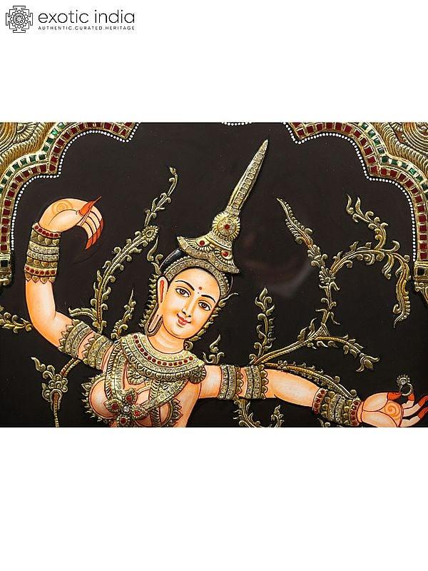 Exotic India Goddess Sita In Thai Temple | Tanjore Painting With Frame