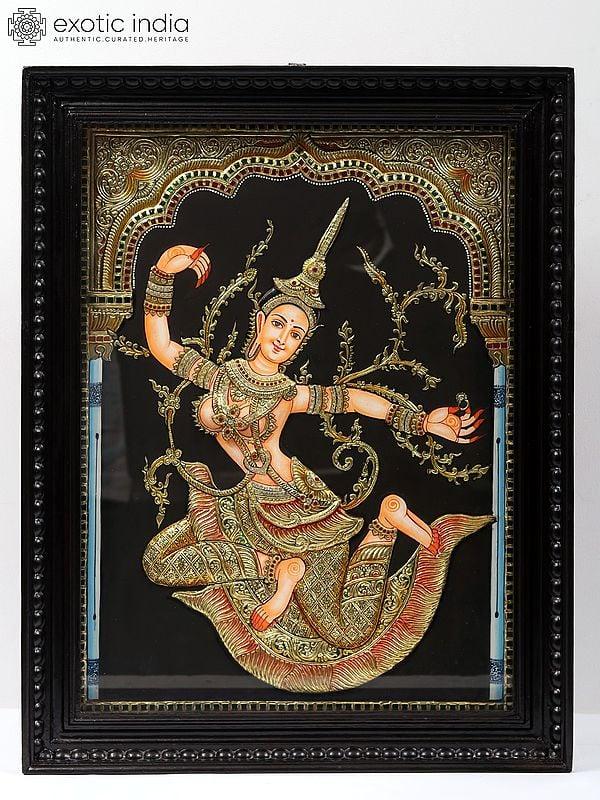 exotic india Goddess Sita in Thai Temple | Tanjore Painting with Frame