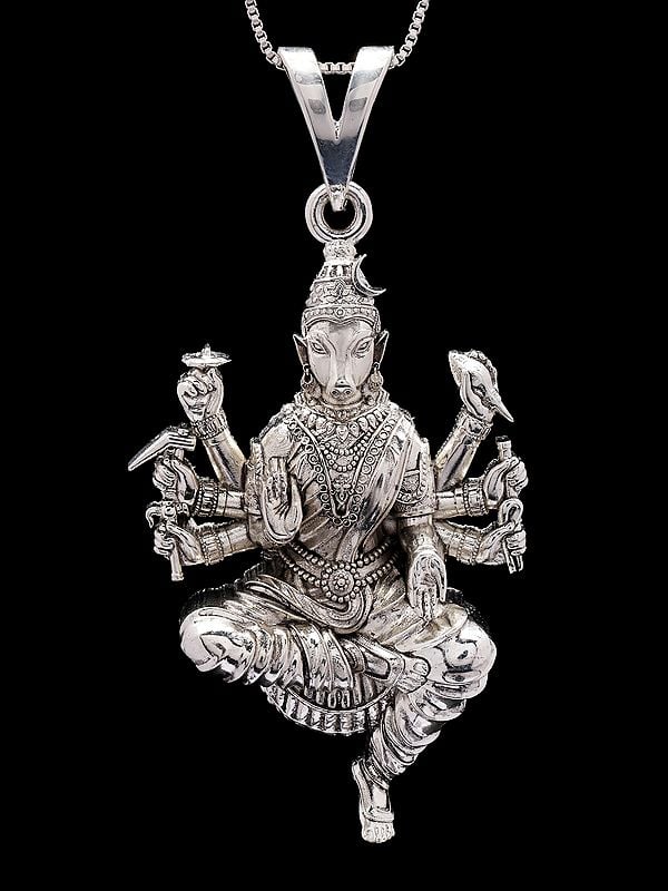 exotic india Goddess Varahi Sterling Silver Pendant 