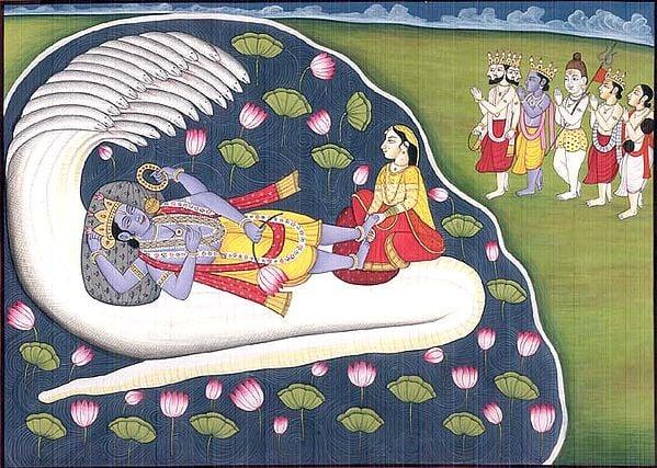 exotic india Gods and Rishis Praying Vishnu for Eliminating Kansa