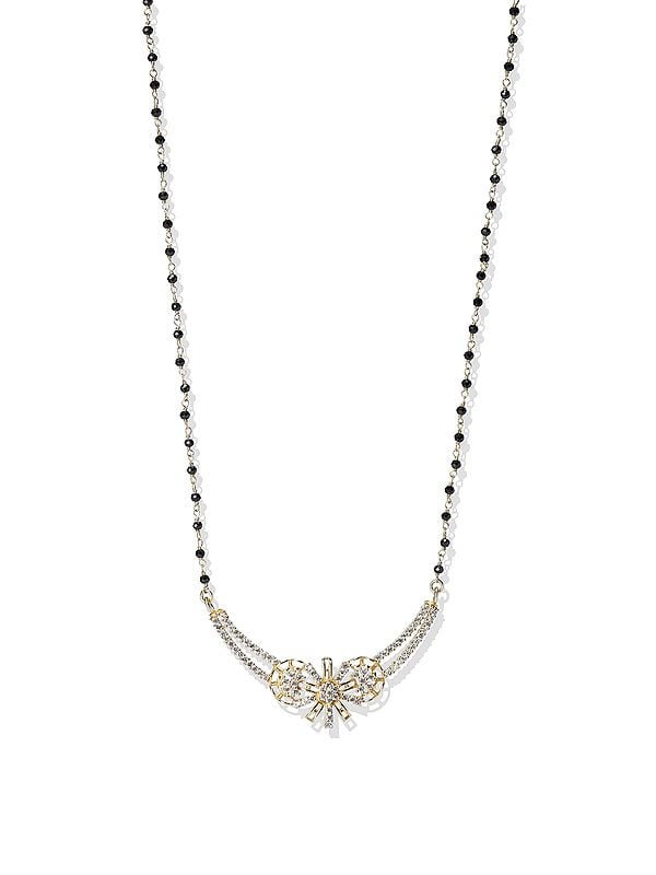 Exotic India Gold-Plated Sterling Silver Mangalsutra With Cubic Zirconia Stone 