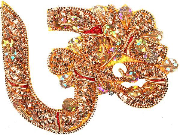 exotic india Golden Om (AUM) Patch with Sequins and Zardozi Work 