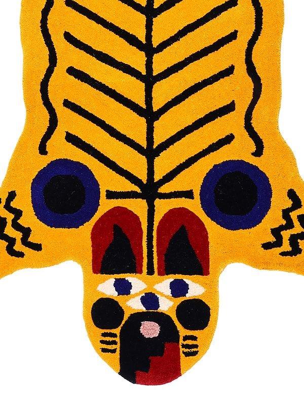 Exotic India Golden-Rod Italian Tiger Hand-Tufted Yogic Asana Mat From Mirzapur 