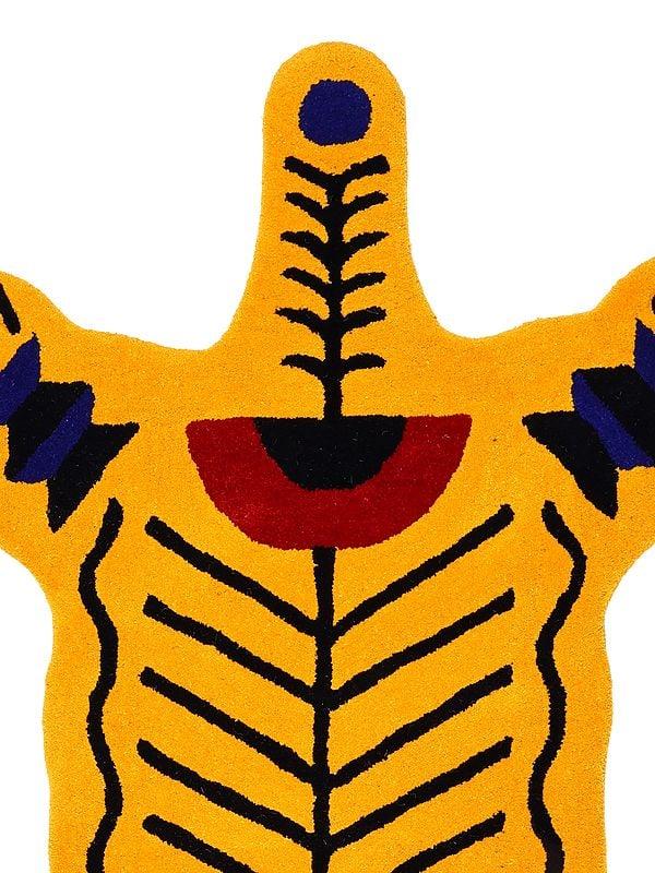 Exotic India Golden-Rod Italian Tiger Hand-Tufted Yogic Asana Mat From Mirzapur 