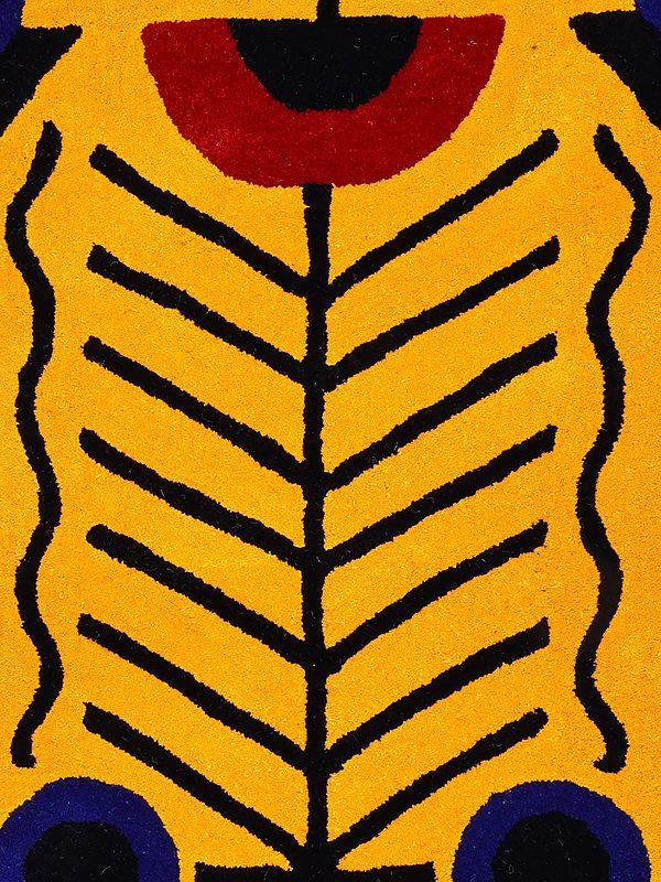 Exotic India Golden-Rod Italian Tiger Hand-Tufted Yogic Asana Mat From Mirzapur 
