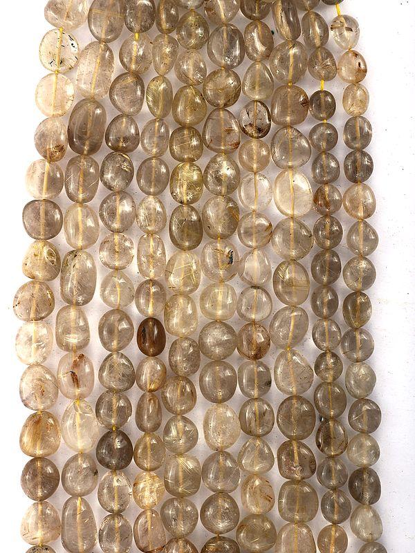 Exotic India Golden Rutilated Quartz Beads | Semi-Precious Gemstone Jewelry