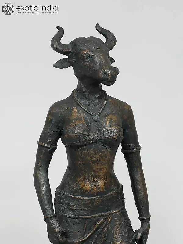 Exotic India Gomata: The Cow-Headed Goddess| Modern Art Bronze Sculpture 