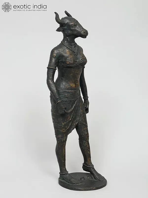 Exotic India Gomata: The Cow-Headed Goddess| Modern Art Bronze Sculpture 