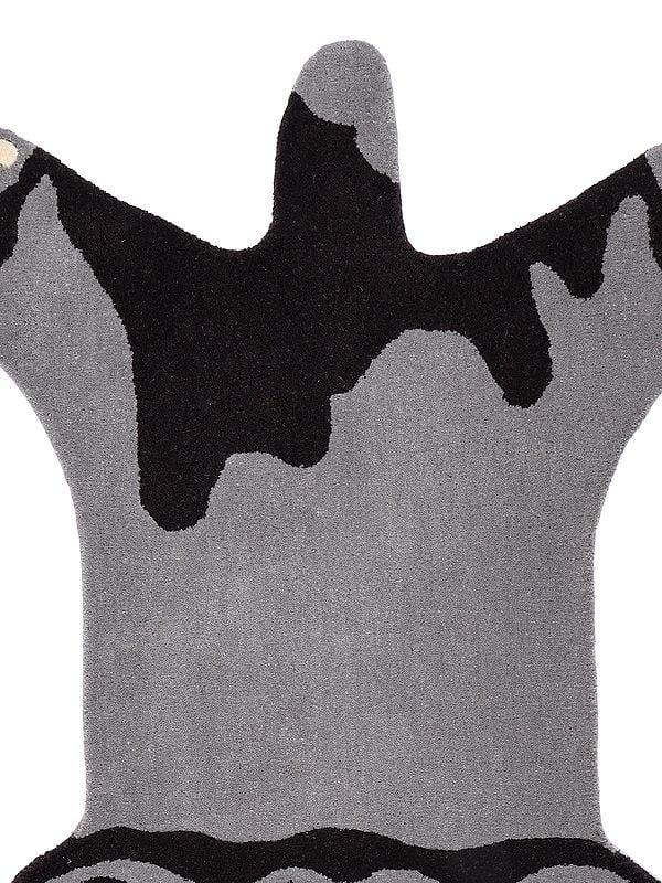 Exotic India Gray And Black Handmade Elephant Yogic Asana Mat From Mirzapur 