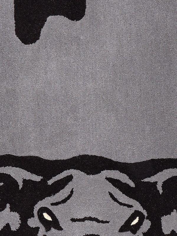 Exotic India Gray And Black Handmade Elephant Yogic Asana Mat From Mirzapur 