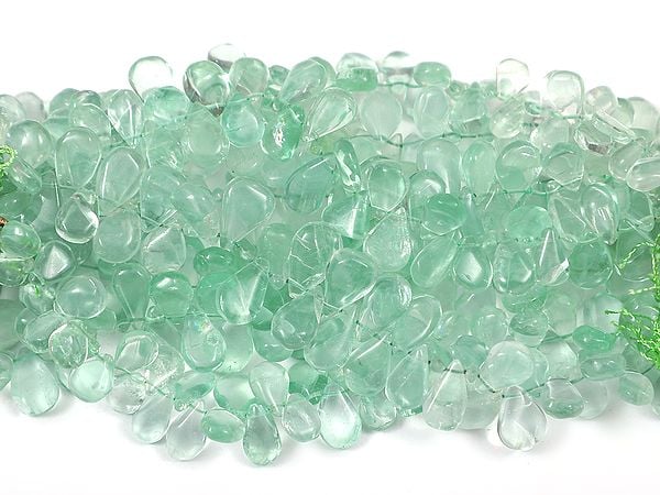 exotic india Green Chalcedony Plain Briolette (Price of 1 String) 