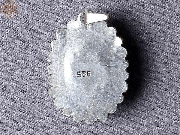 Exotic India Green Ocean Onyx Gemstone Silver Pendant From Nepal 