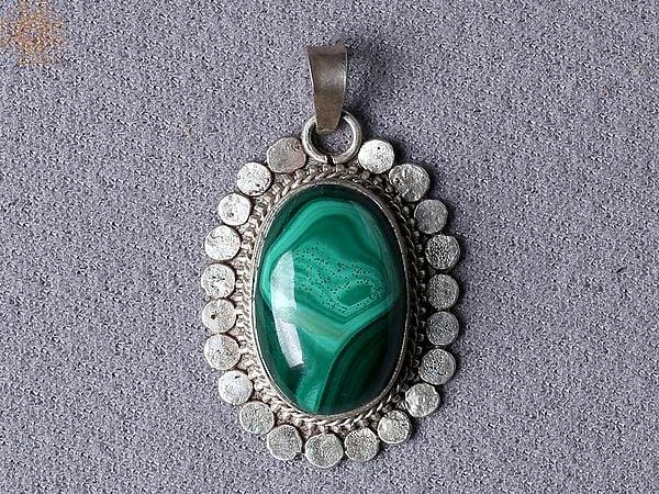 exotic india Green Ocean Onyx Gemstone Silver Pendant from Nepal 