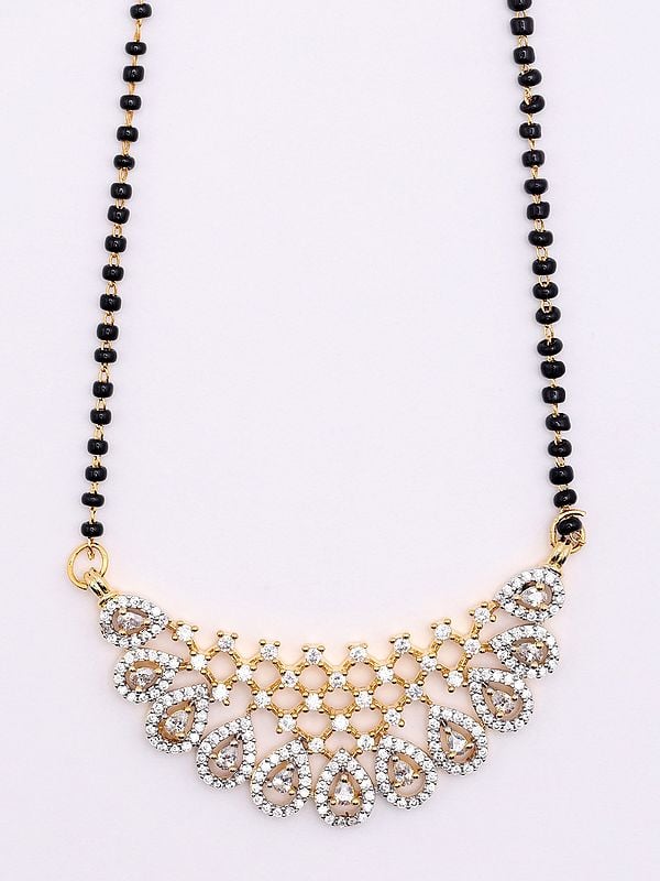 Exotic India Half Moon Mangalsutra Set With Earrings 