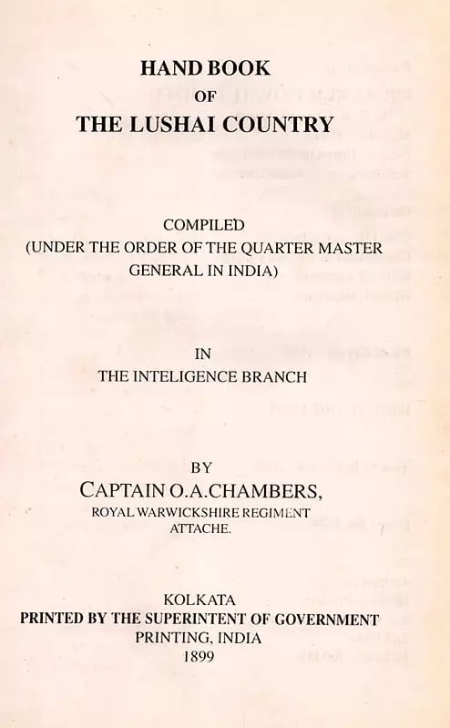 Exotic India Hand Book Of The Lushai Country (An Old And Rare Book) 