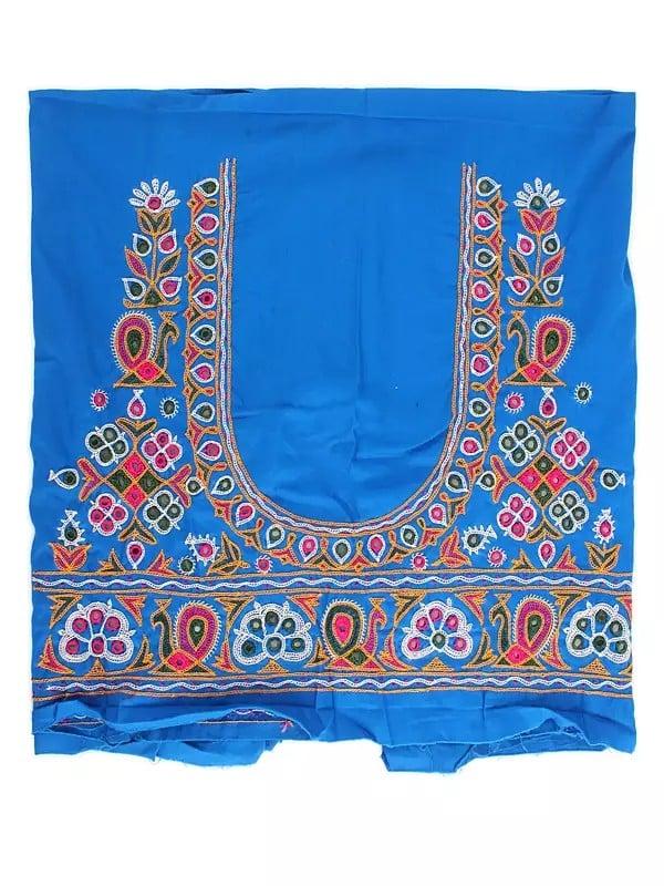 exotic india Hand Embroidered Choli Fabric from Kutch with Mirror Work 
