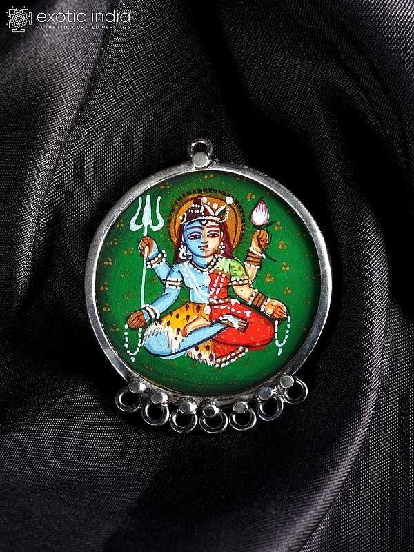 Exotic India Hand-Painted Ardhanarishvara (Shiva Shakti) Pendant