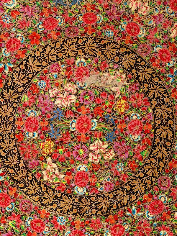 Exotic India Hand-Painted Papier Mache Wall Hanging Plates (Set Of 2) | From Kashmir 