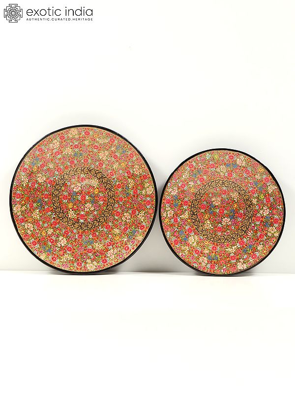 exotic india Hand-Painted Papier Mache Wall Hanging Plates (Set of 2) | From Kashmir 