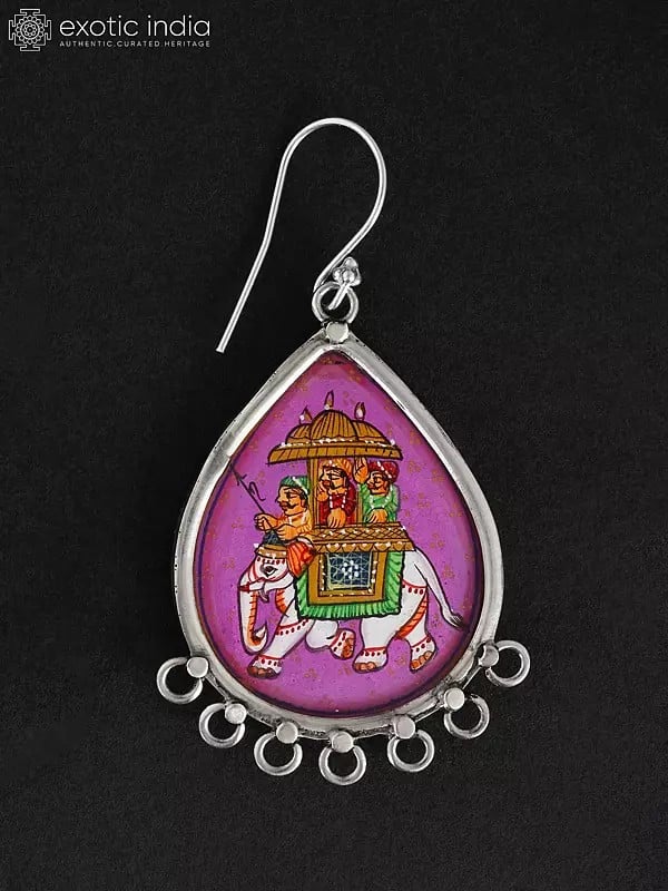 Exotic India Hand-Painted Rajasthani Royal Elephant Earrings