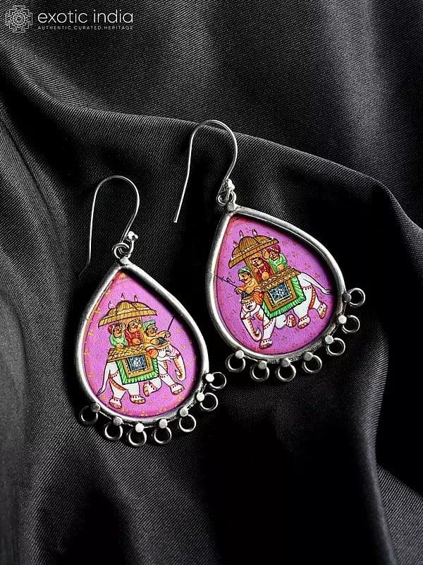 Exotic India Hand-Painted Rajasthani Royal Elephant Earrings