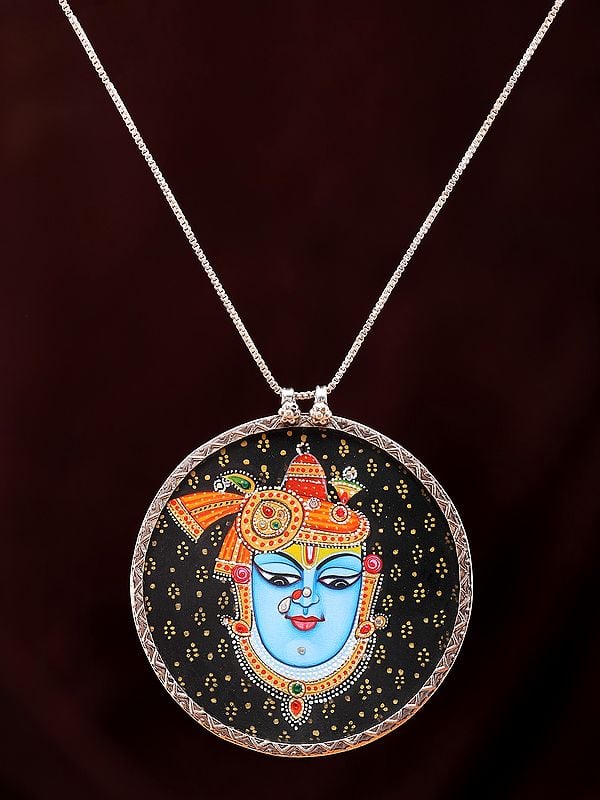Exotic India Hand-Painted Shrinathji Round Shape Pendant 