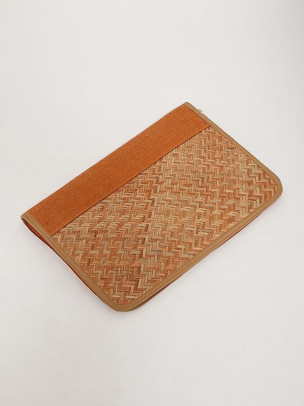 Exotic India Handcrafted Bamboo Zipper Closure Folder File 
