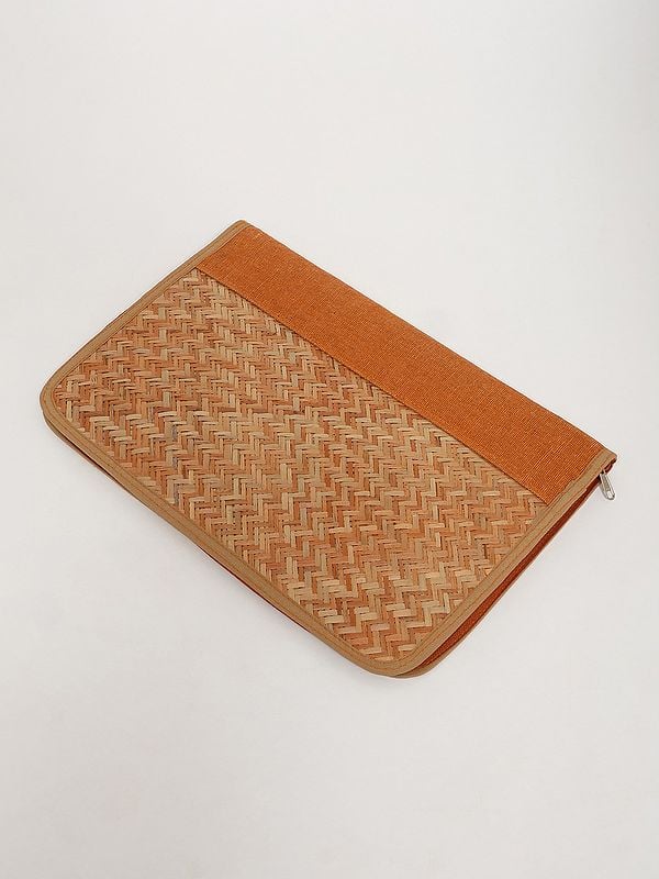 Exotic India Handcrafted Bamboo Zipper Closure Folder File 