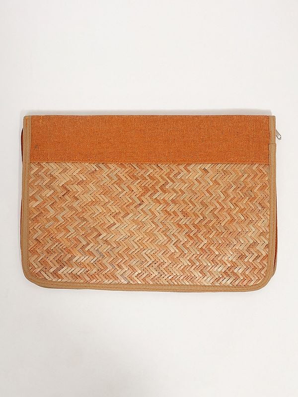 exotic india Handcrafted Bamboo Zipper Closure Folder File 