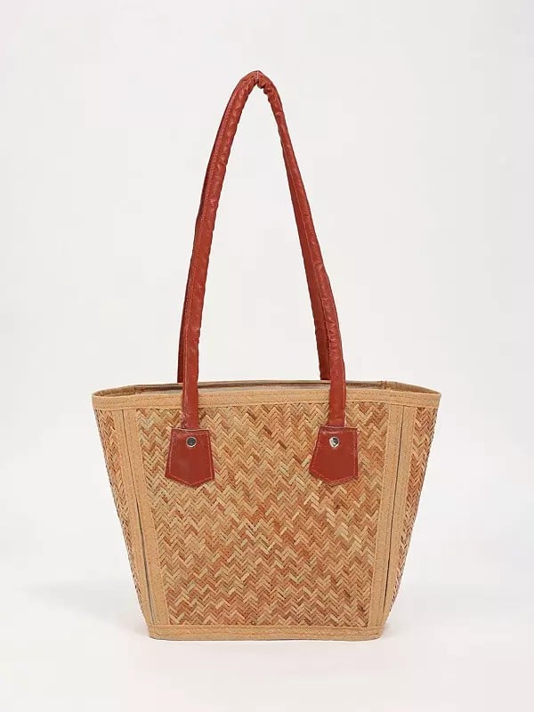 exotic india Handcrafted Eco-Friendly Bamboo Tote Bag 