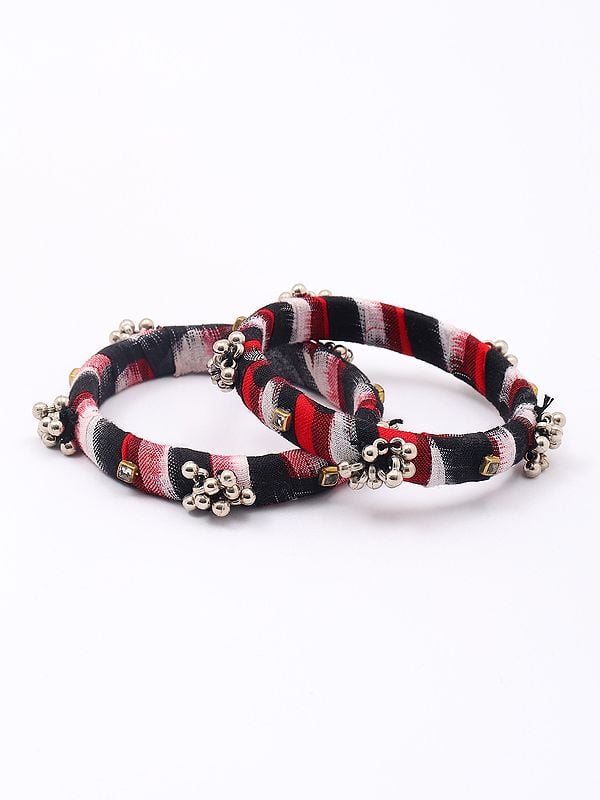 Exotic India Handloom Sambalpuri Fabric Ghungroo Pair Of Bangle