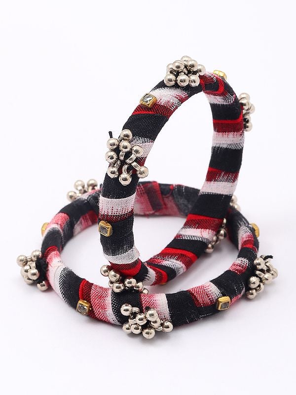 exotic india Handloom Sambalpuri Fabric Ghungroo Pair of Bangle 