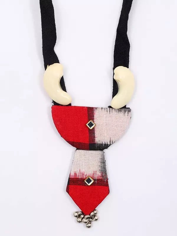 Exotic India Handloom Sambalpuri Fabric Necklace Set With Earrings 