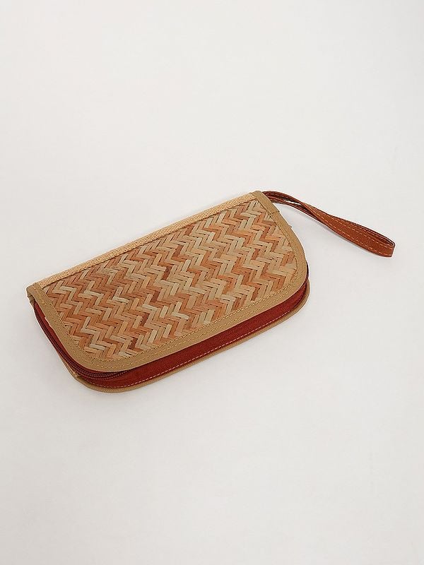 Exotic India Handmade Bamboo Clutch Hand Bag For Women 