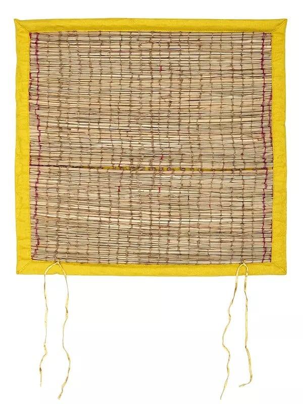 exotic india Handmade Kusha and Felt Wool Aasan Mat for Puja Meditation Yoga & Japa 