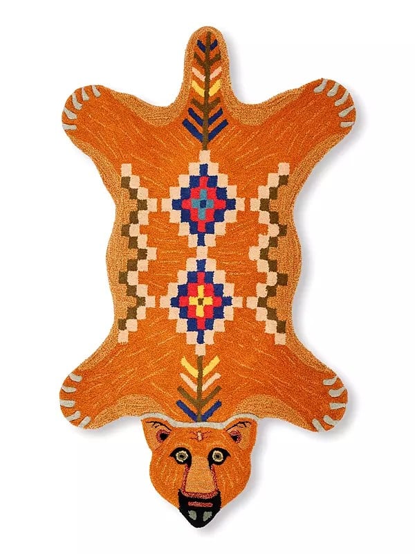 exotic india Handmade Polar Bear Shaped Yogic Asana Mat from Mirzapur 