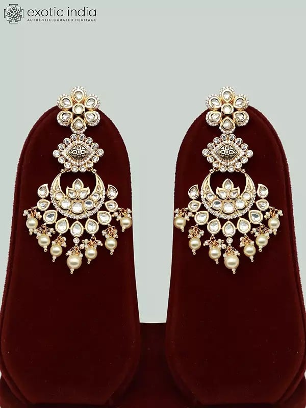 Exotic India Hanging Beads Kundan Necklace With Mangtika And Beautiful Earrings