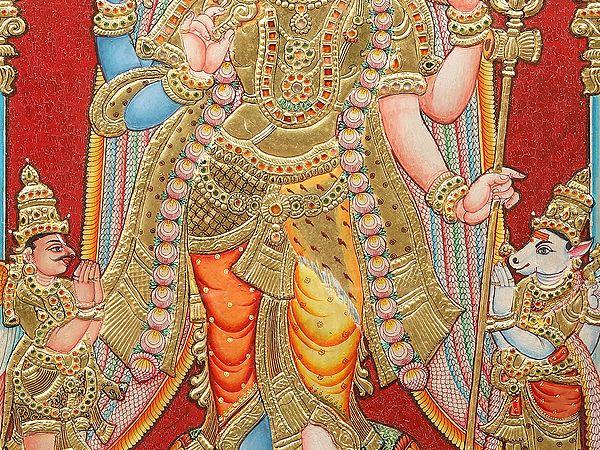 Exotic India Hari-Hara Tanjore Painting With Teakwood Frame