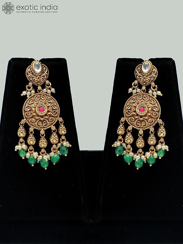 Exotic India Hasli Look Premium Matte Necklace Set With Beautiful Earrings And Carving
