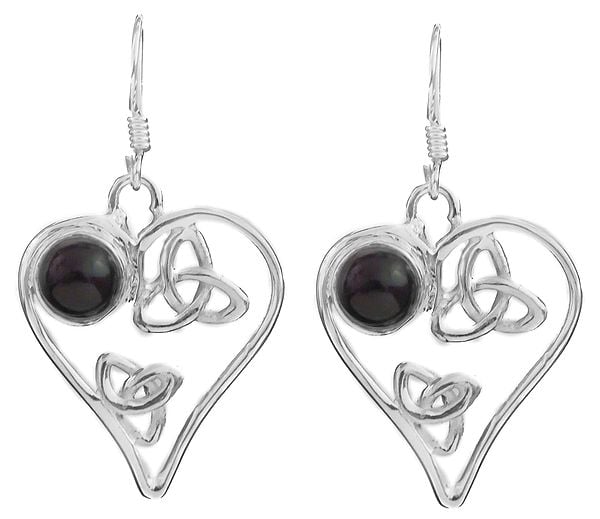 exotic india Heart-Shape Earrings with Gems | Garnet Earrings