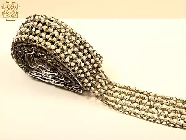 Exotic India Heavy Nakshi Border With Beads Pearl Embellishment And Cut Work 