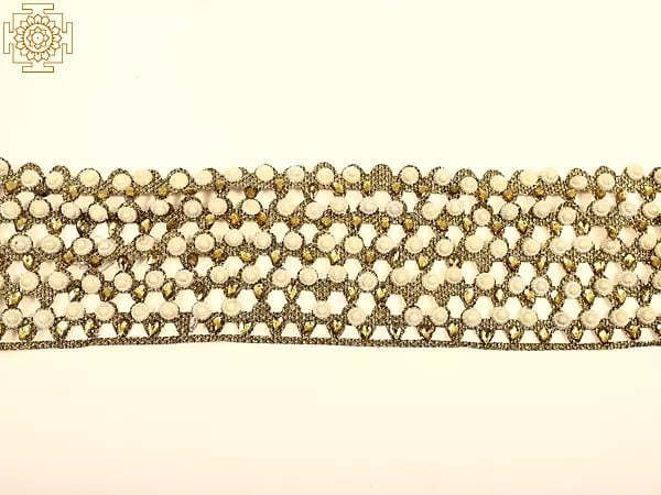 Exotic India Heavy Nakshi Border With Beads Pearl Embellishment And Cut Work 