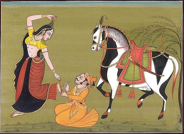 exotic india Hero Removing a Thorn from the Foot of his Heroine